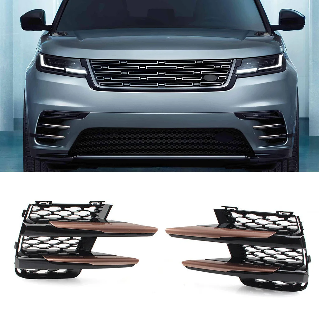 

Черный передний бампер, передние противотуманные фары, полоски, отделка крышки, решетка для Land Rover Range Rover Velar 2018-2021