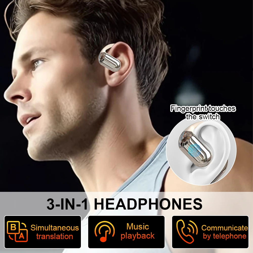 Wireless Earbuds 3-in-1 Wireless Bluetooth 5.3 Earbuds Real Time 144 Languages AI Translation Headphones Burn Style HiFI Stereo Earbuds Headphone translator earbuds voice translator language translator translator earphones translation headset