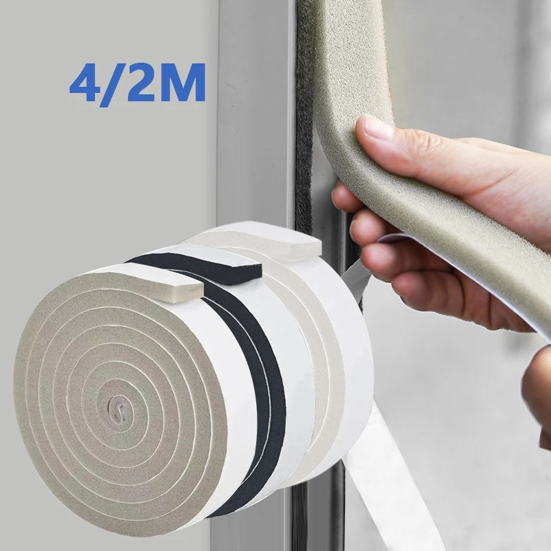 Door Seal Strip Sealing Strip Tape Window Seal Strip Sealing Tape Sealing Strip Soundproof Foam Door Weatherstripping 2/4M Self Adhesive Window Weather Strip Wearable Sliding Soundproofing Foam Door Bottom Seal Tape Dustproof Window Gap Hardware