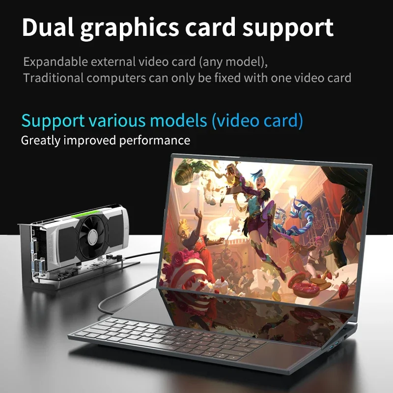 BYONE Dual Screen Gaming Laptop Intel Xeon W 10855M 16 inch +14 Inch Touch Screen Laptop 16GB 32GB RAM 1T 2TB SSD Metal laptops 5
