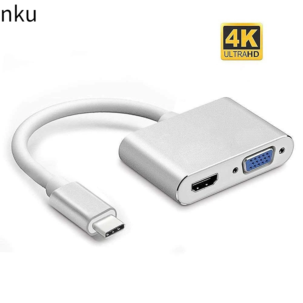 Nku Usb C Dock Thunderbolt 3 Type-C A 4K Cavo Convertitore Vga Compatibile Con Hdmi Adattatore Hub Splitter A 2 Porte Per Macbook Pc Dp Alt