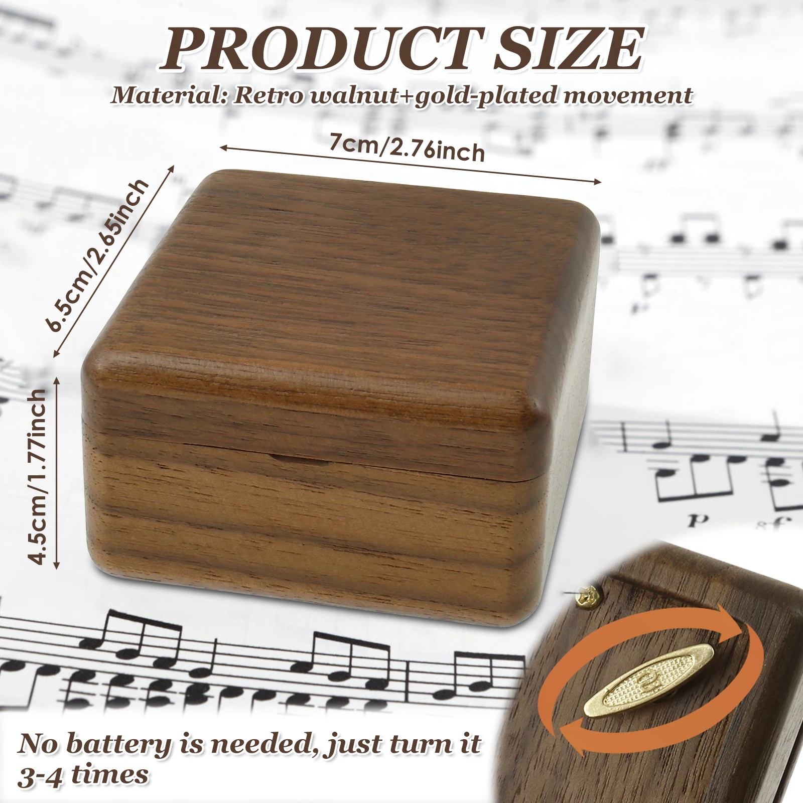 Music Box Carousel Music Box Vintage Walnut Wood Sound Box No Battery Handmade Wind-up Music Box Classic Themed Music Birthday Christmas Gifts Family Decor