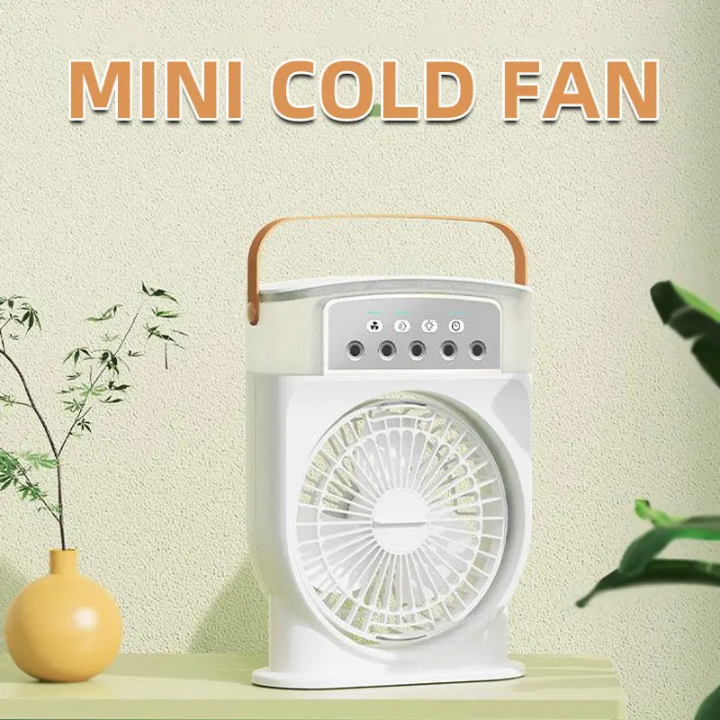 Five Hole Spray Electric Fan New USB Humidifying Cooling Spray Small Air Conditioner Wireless Portable Mini Night Light Air Cool