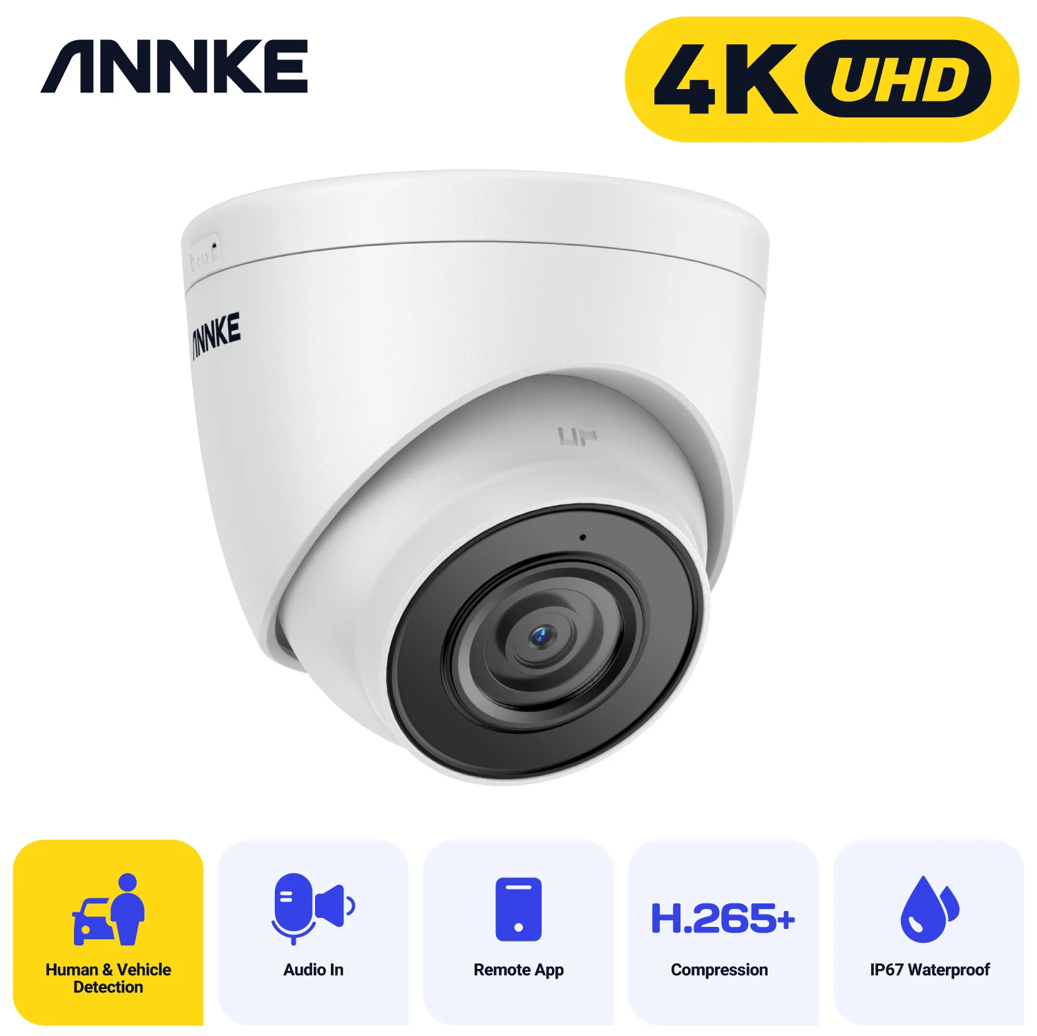 Annke 1Pc Ultra Hd 8Mp Poe Camera 4K Outdoor Indoor Resistente Alle Intemperie Rete Dome Exir Visione Notturna Avviso E-Mail Telecamera Cctv