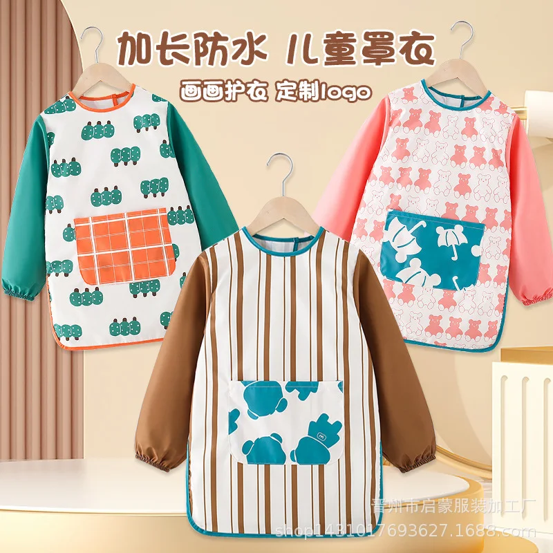 Waterproof Overall Children's Apron Baby Feeding Smock Painting Eating Coverall Anti-Mess Protective Clothing for Toddlers