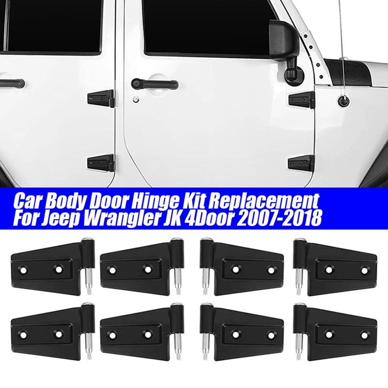 

1Set/8Pcs Car Body Door Hinge Kit 55395385AH For JEEP Wrangler JK 4Dr 2007-2018 Front Rear Door Side Hinges Cover Trim Parts