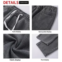 Men's Fce Lined Casual Loose Straight Leg Jeans Teenagers Faionable Autumn Winter Low Waist Long Pants Comfortable Fit