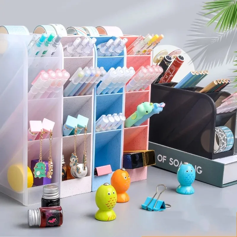 Ins Korea Desktop Pens Brush Organizer Stationery Holder Divider Organizer School Supplies pen holder,stationery organizer,stationery storage box,pen pencil case