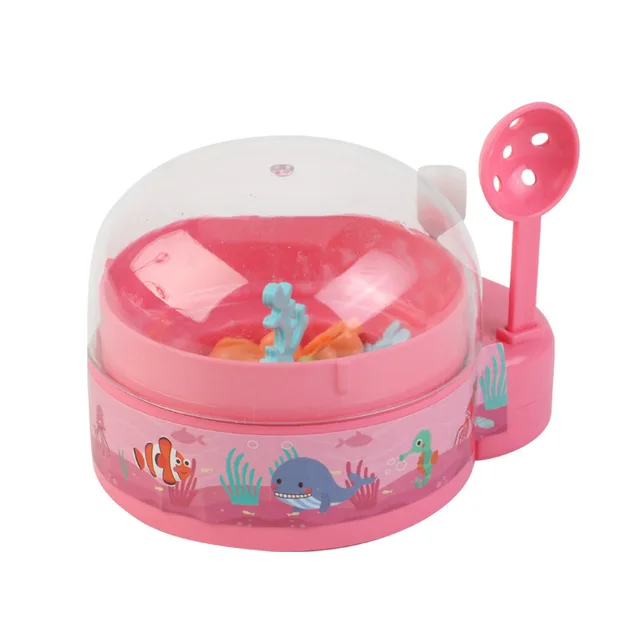 New Style Pink Children's Winding up Clockwork Mini Small Fish Fishing Egg Toy Fishing Game Machine 5