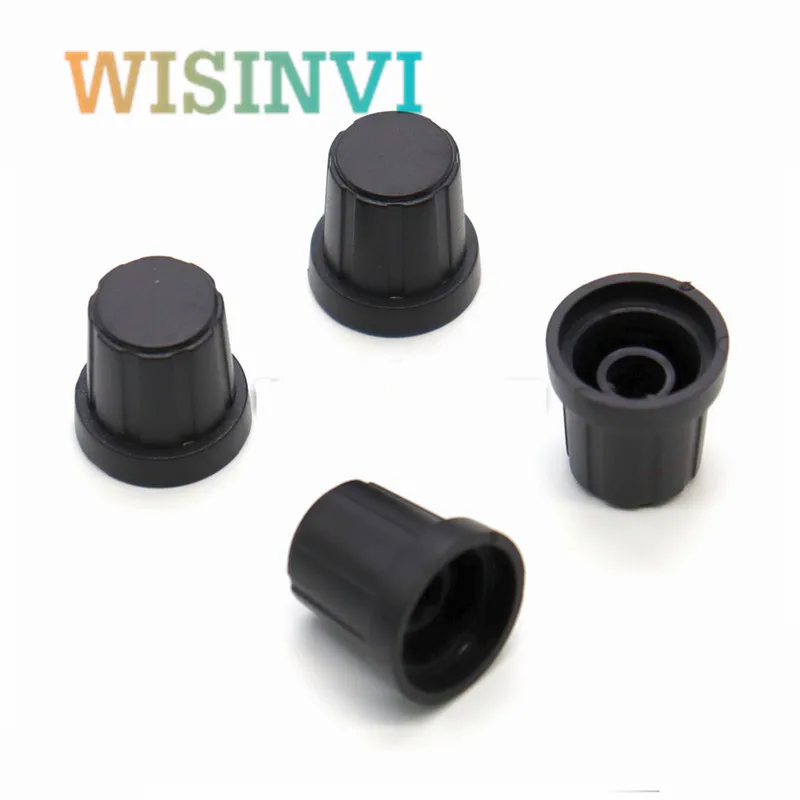 10pcs 19*19mm Half Shaft Black Plastic Knob Potentiometer Rotary