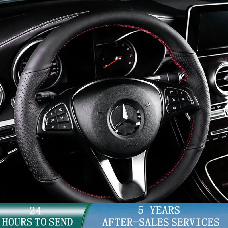 Customized Car Steering Wheel Cover Cowhide Leather Braid Nonslip Car