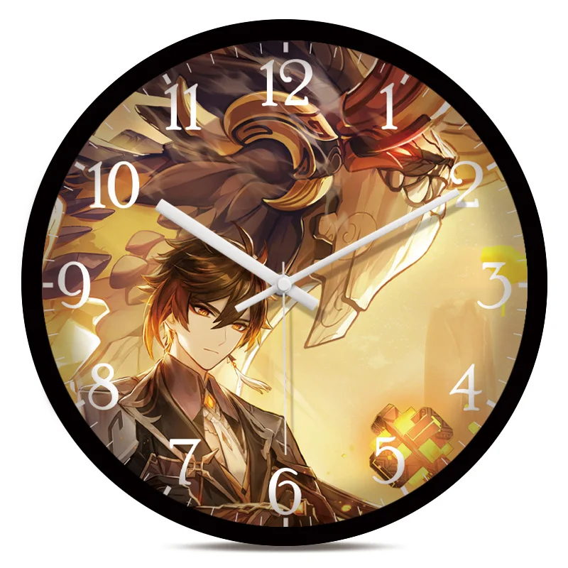Game Genshin Impact Zhong Li Klee Xiao Decorative Clock Student Project HuTao KeQing Wall Silent clock Game Themed Characters 5