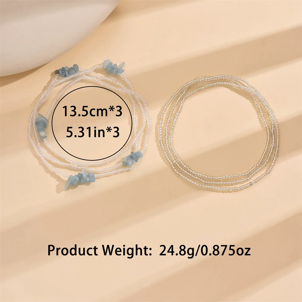 White Round Beads Irregular Small Stone Anklets For Women Versatile Foot Chain Ankle Bracelet Beach Jewelry Summer Accessories