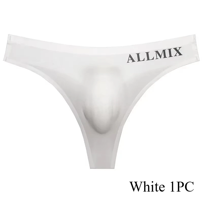 Ropa interior Sexy transparente para hombre, tangas deportivas con letras finas, bragas de cadera, Tanga sin costuras de cintura baja de seda de hielo, 3 piezas