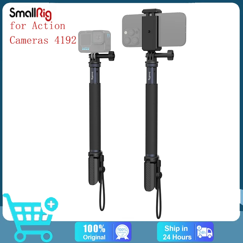Smallrig Selfie Stick Per Action Cam Include Selfie Stick, Morsetto Per Smartphone, Action Camera, Montaggio Mini Treppiede 20-95Cm Di Estensione