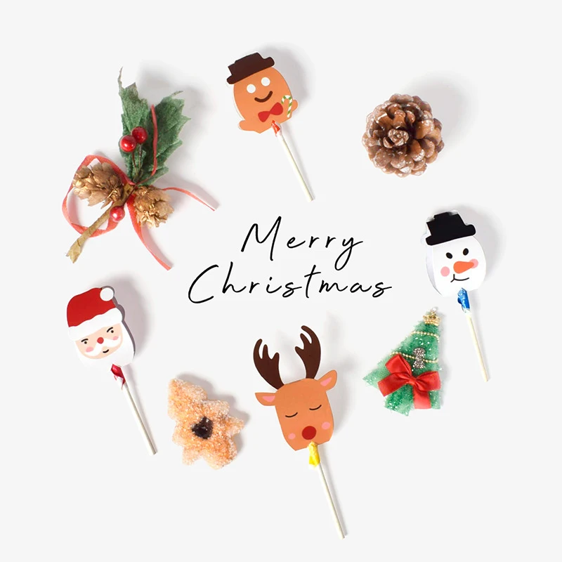 

10Pcs/2Set Christmas Party Candy Package Card Elk Snowman Lollipop Holder Biscuits Decoration Kids Gift Home DIY Supplies