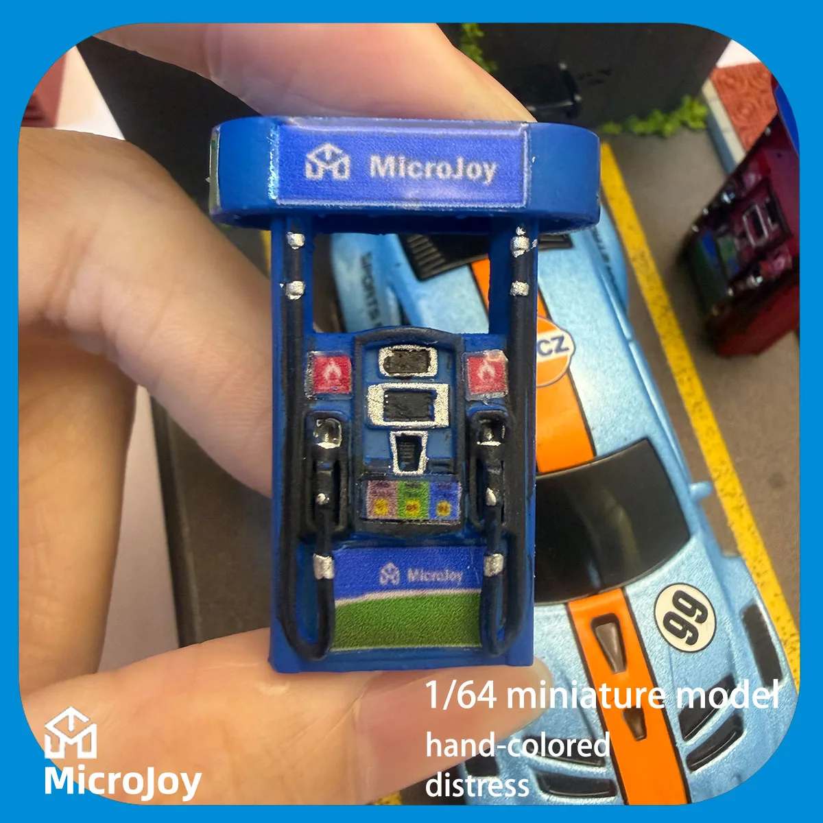 세부적인 장면: 1:64 스케일 미니어처 모델 주유소 연료 디스펜서 장식품, 빈티지 장식이 있는 자동차 모델 장면