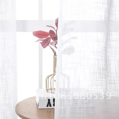 

Living Room Curtains Tulles for Bedroom Kitchen Faux Linen Modern Sheer Window Treaments Voile Curtains New Arrivlal BILEEHOME