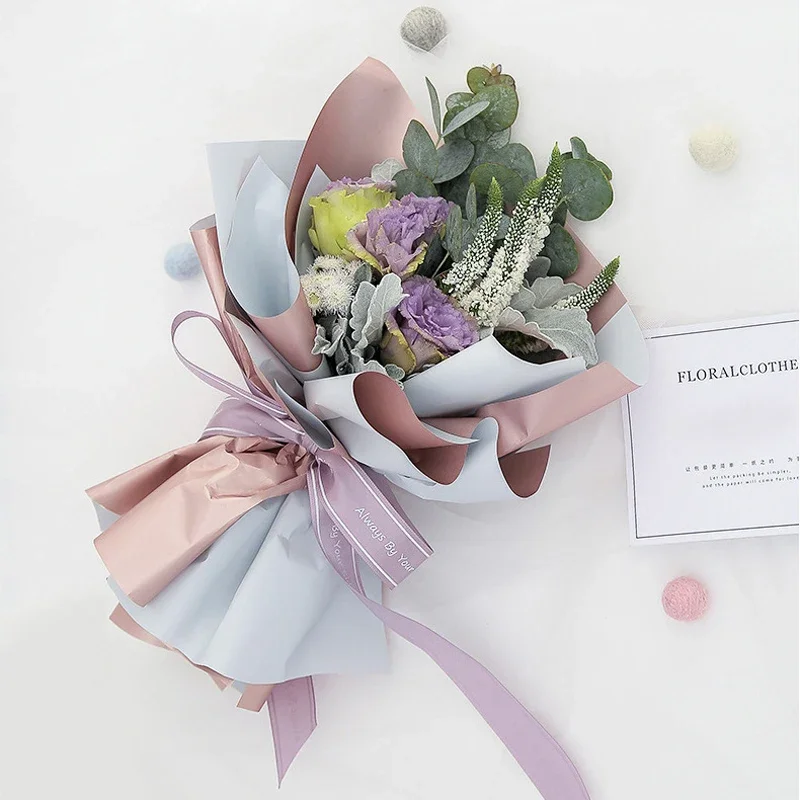 20 Fogli Carta Da Regalo Floreale Coreana Con Fragole, Impermeabile, Con Nastro Rosso, Per Bouquet E Regali - 5
