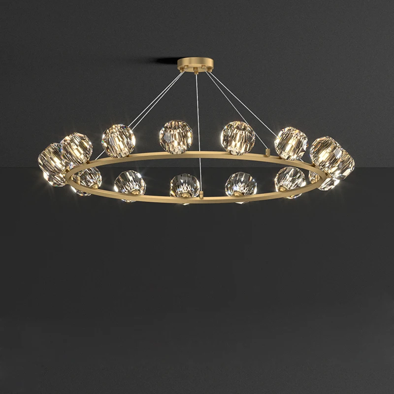 G9 LED Postmodern Round Black Gold Crystal Stainless Steel Lustre Lamparas De Techo Ceiling Lights.Ceiling Lamp For Foyer