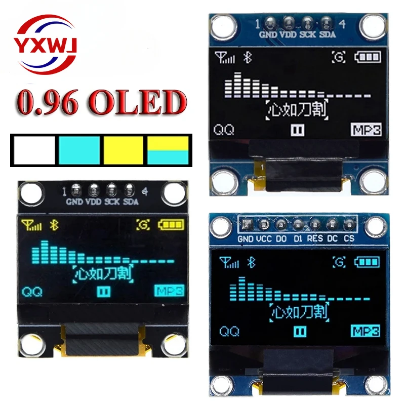 

0.96 inch IIC SPI Serial 7/4Pin White/Blue/Yellow Blue/Yellow OLED Display Module SSD1306 12864 LCD Screen Board for Arduino