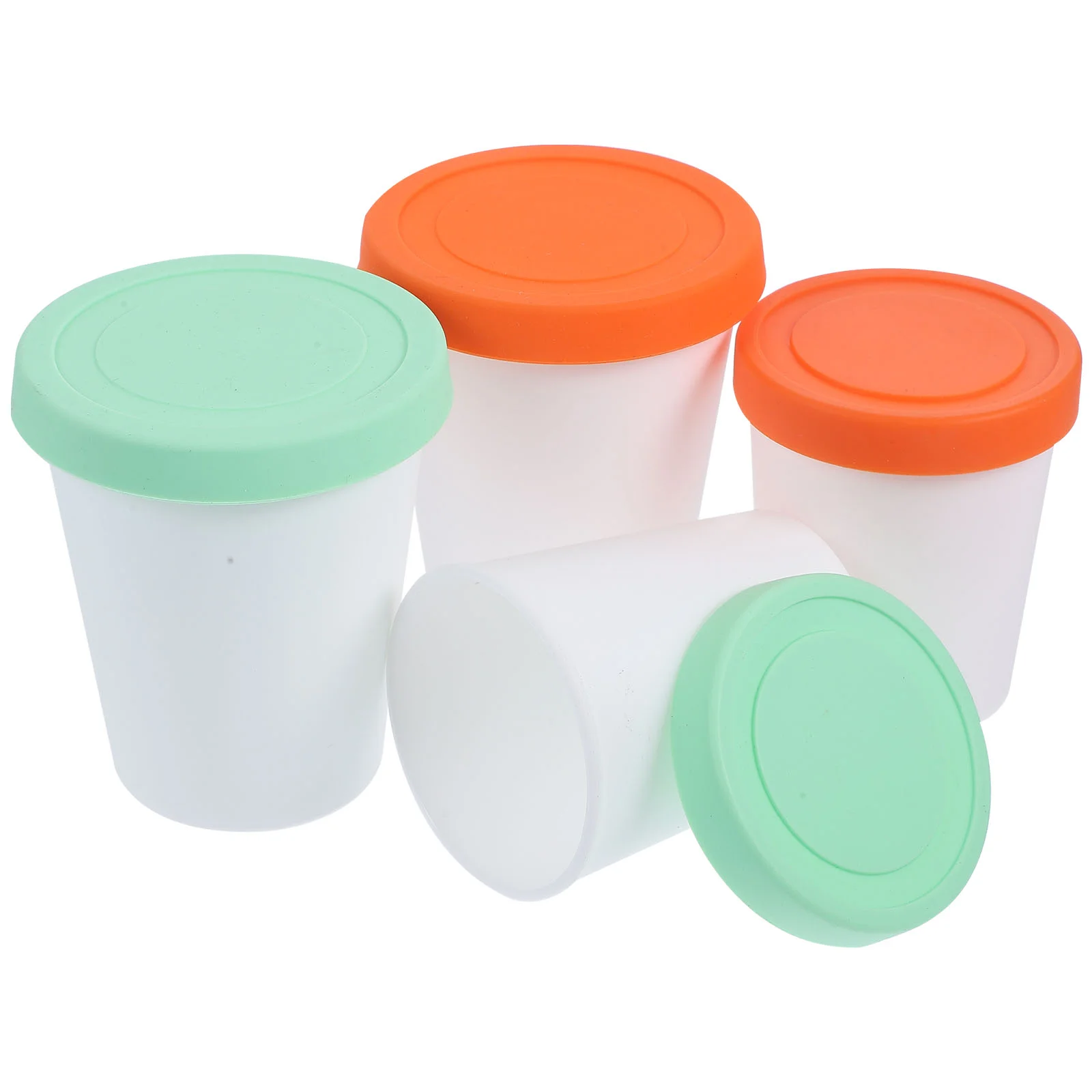 

4 Pcs Ice Cream Cup Container Dessert Cups Silicone Reusable Containers with Lids