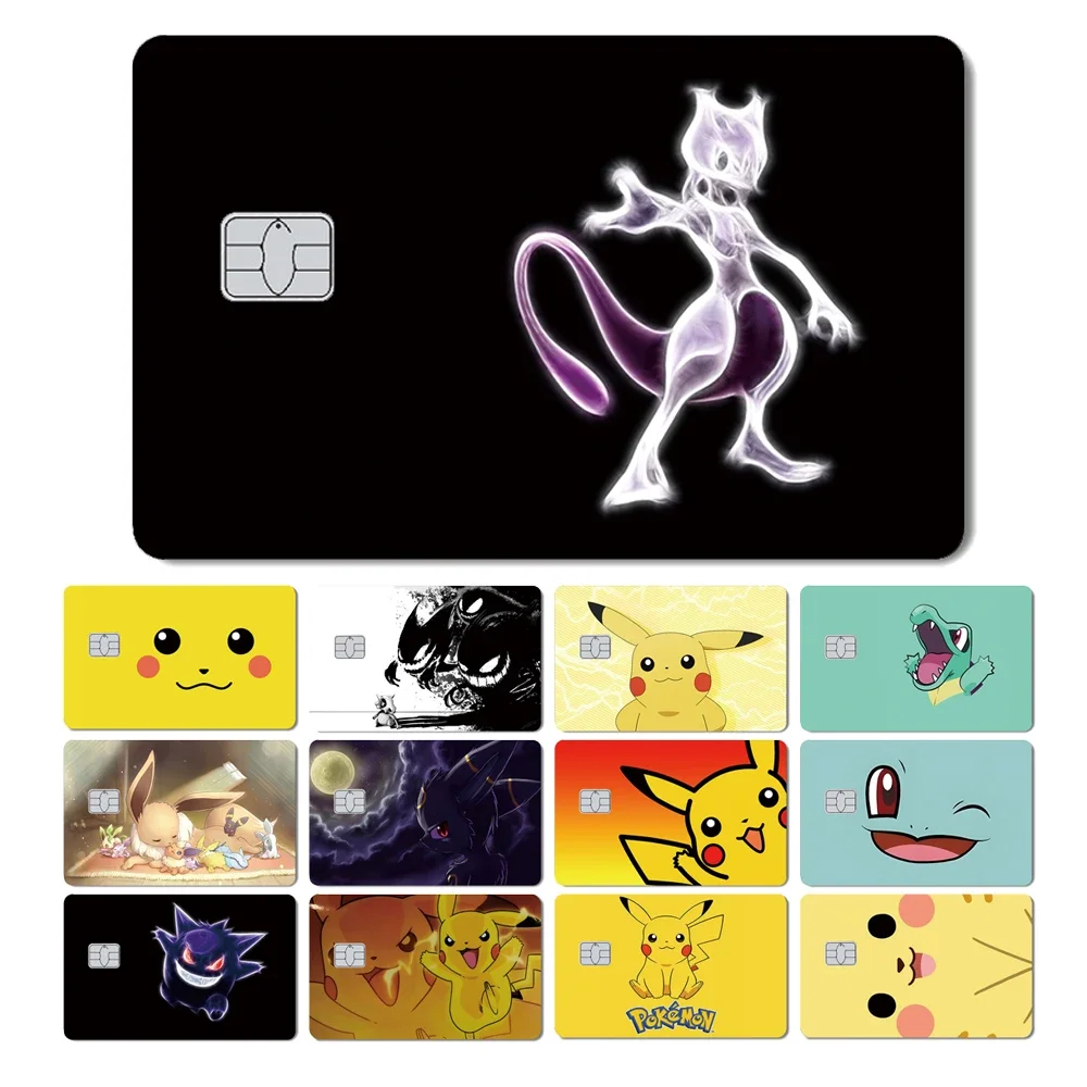 Maigc Shark Cute Mewtwo Eevee Pikachu Gengar Sticker Film Cover for Debit Credit Card No Fade