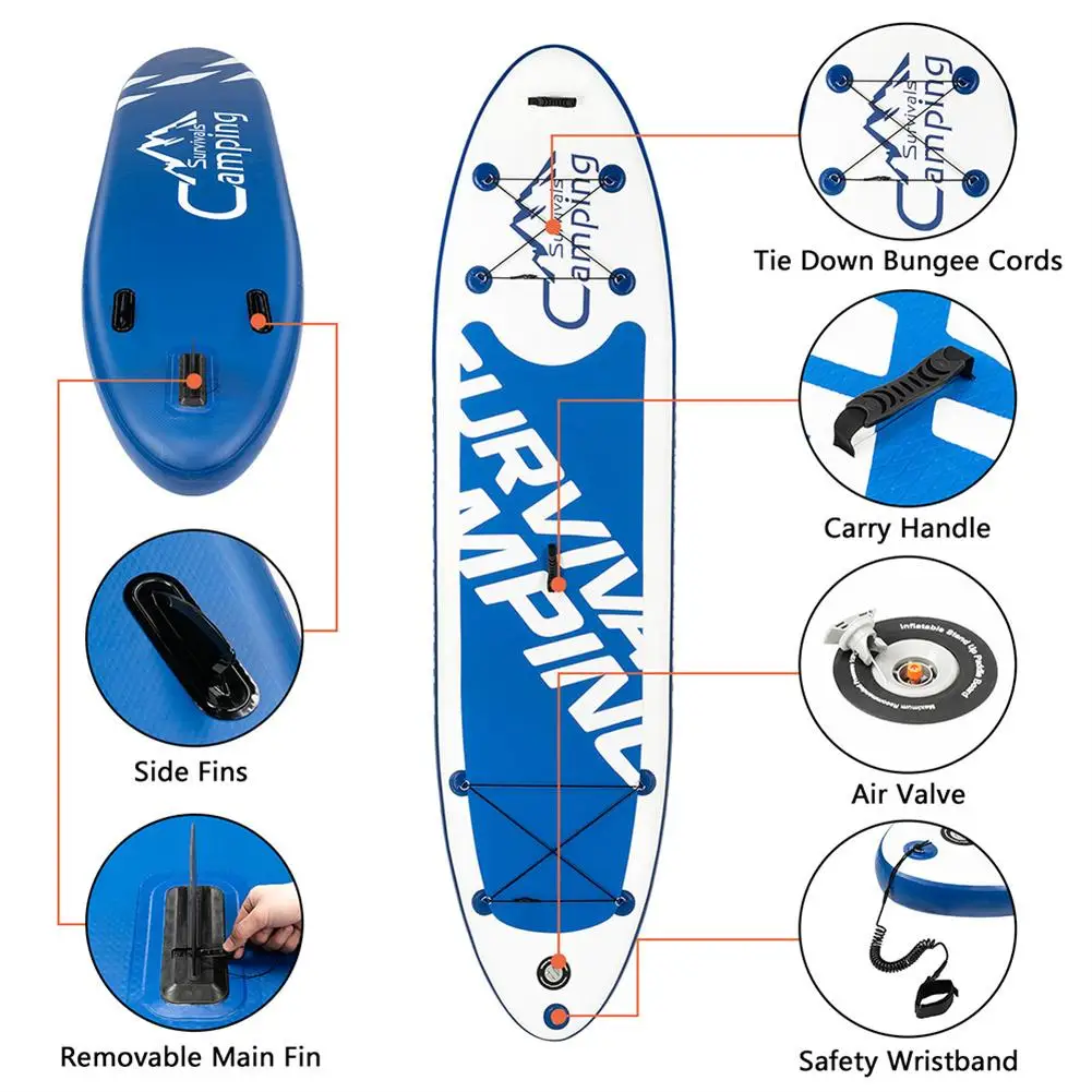 11ft Paddle Board Inflatable Paddle Board SUP Stand-up Paddle Board Kayak Accessories Backpack Paddle Leash Pump Non-Slip Deck 5