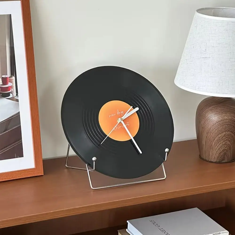 Sunset Vinyl Record Minimalist Decorative Wall Clock with Silent Mechanism – High-End Ornament