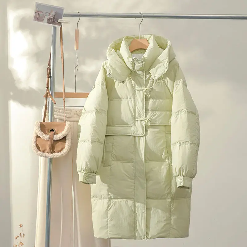 2023 New Women Down Jacket Winter Coat Female Mid Length Version Parkas Loose Thick Warm Outwear Hooded Leisure Time Overcoat