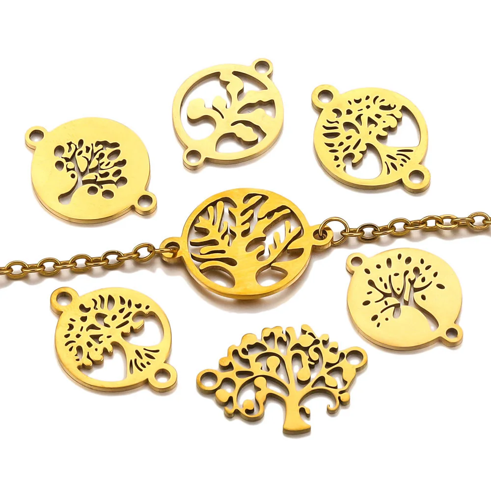 Stainless Steel Tree of Life Pendant Necklace Bracelet Pendant DIY Necklace Bracelet Jewelry Accessory 1