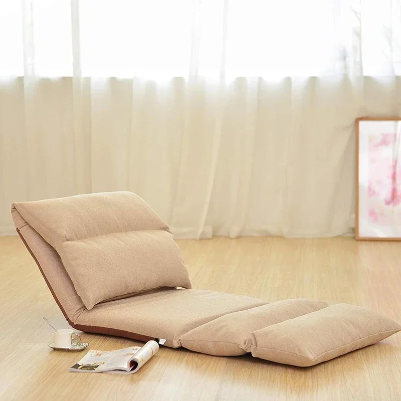 

Folding Lazy Sofa Chair Comfortable and Durable Floor Sofa Chair Lounge Chair, Beige