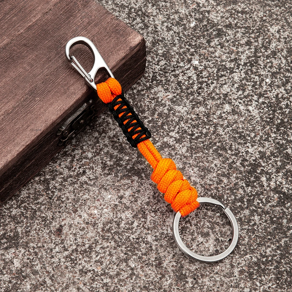 Mabor Portachiavi Paracord Con Clip E Anello, Arancione, Accessorio Da Uomo E Donna Per Zaino E Outdoor, 2 Pezzi