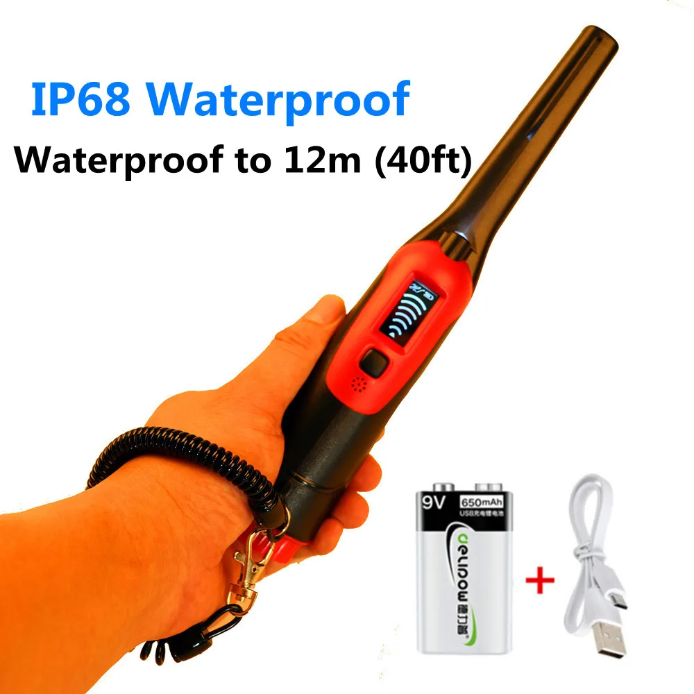 

Metal Detector Pinpointer Waterproof Handheld Pin Pointer Wand Gold Treasure Hunting Unearthing Tool Accessories with Buzzer LCD
