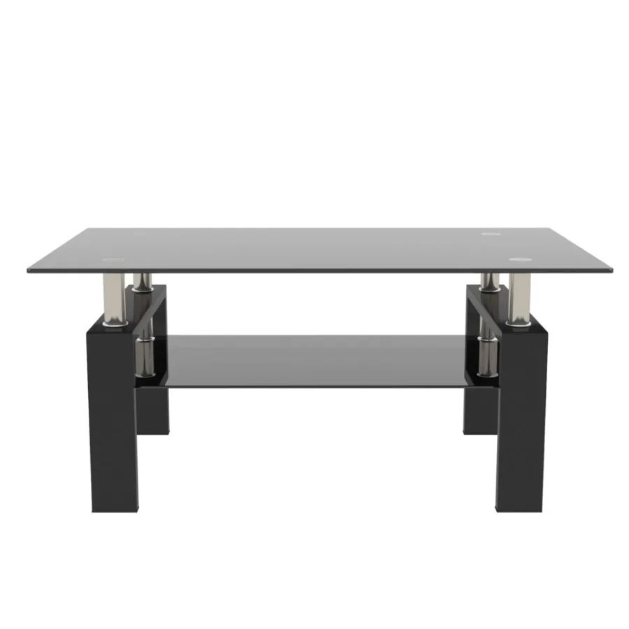 Rectangle Black Glass Coffee Table Clear Coffee Table Modern Side Center Tables for Living Room Living Room Furniture 3