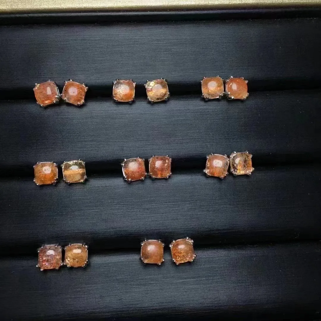 

Серьги Квадратные из серебра 925 пробы с натуральным камнем, одна пара