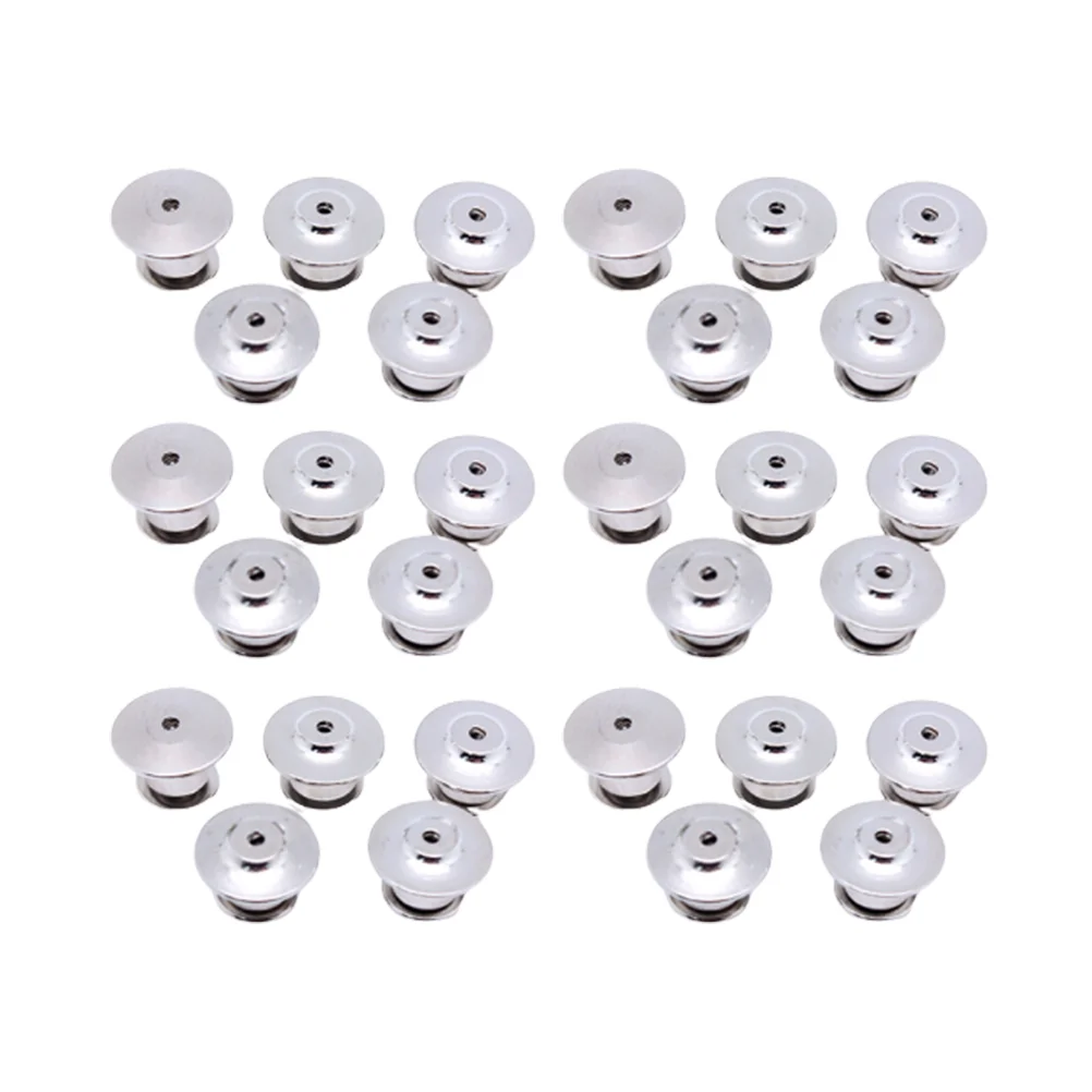 30PCS Durable Metal Flat Locking Pin Backs Brooch Badge Accessories (Silver)