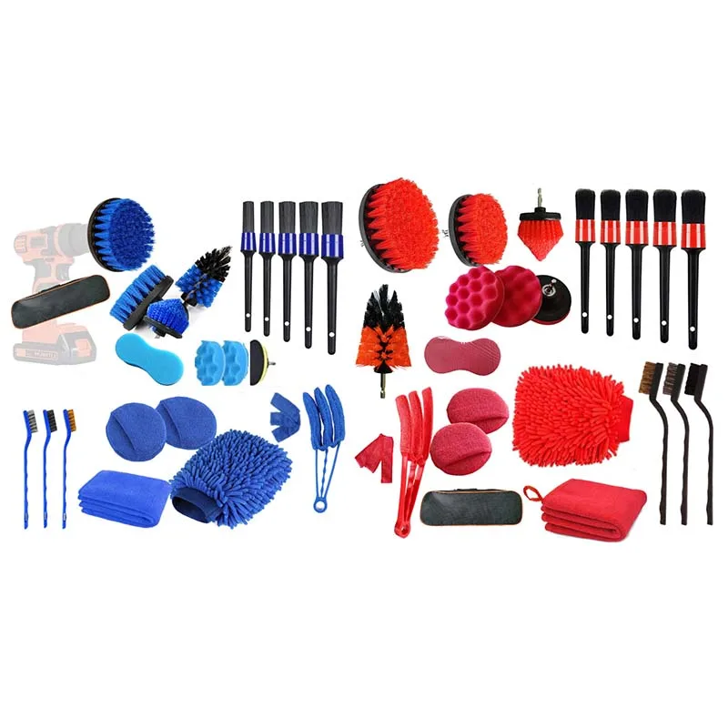 

23Pcs Car Wash Set Detail Brush Electric Drill Brush Sponge Wheel Brush Duster Air Outlet Brush Car Wash Gloves Car Wipe