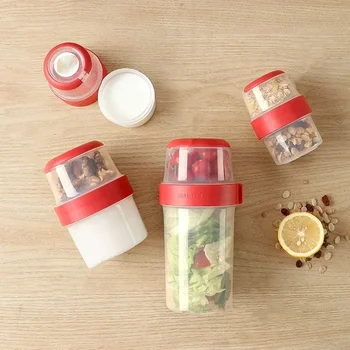 Bac à légumes compartiment scellé à Double couche, flocons d'avoine, noix, yaourt, salade, boîte de stockage des aliments, petit déjeuner, bac à fruits, boîte à déjeuner 1