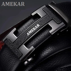 2021 Models  Leather Automatic Buckle Top layer Belt Pure Men's Business Pants Belt H-Shaped Belt Buckle