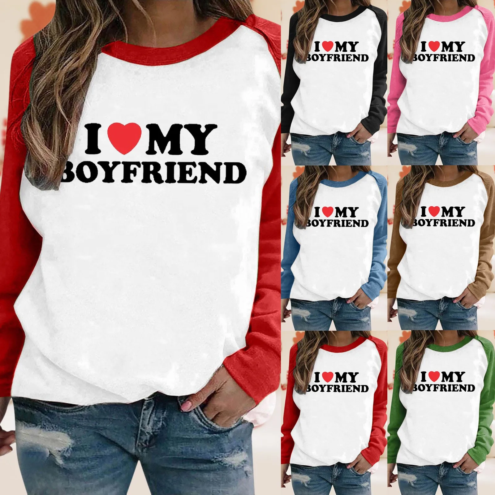 

Women's Printed Hoodless Round Neck Long Sleeve Pullover Sweatshirt Athletic Zip up Hoodie