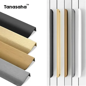 Maniglie semplici per armadi nascoste Maniglie per porte dell'armadio da cucina Maniglie lunghe eleganti Maniglie per mobili in lega di alluminio Hardware 1