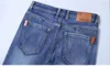 Мужские джинсы высокого качества от известного бренда, Стрейчевые прямые облегающие синие мужские повседневные брюки, длинные брюки 5