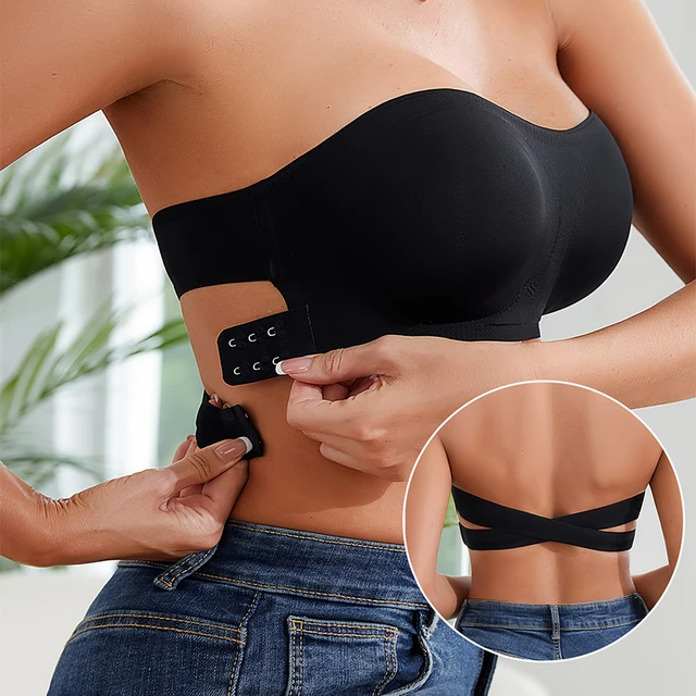 102357-434029.jpg Soutien-gorge sans bretelles sans couture pour femmes, rembourré amovible, haut en soie glacée douce, sous-vêtements sans bretelles, sûr, antidérapant, Push Up, haut tubulaire Sexy