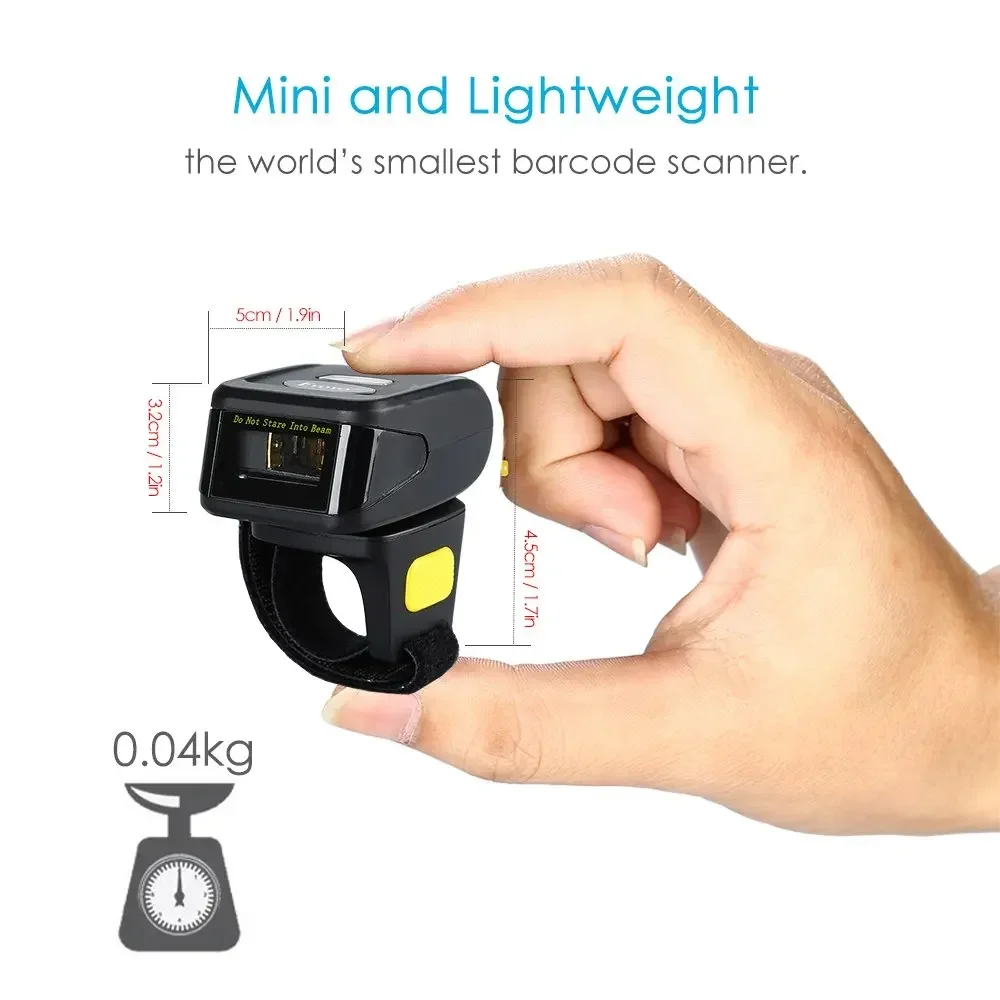 Eyoyo 2D Wearable Ring Barcode Scanner Mini Portable 3-in-1 USB Wired 2.4G Wireless Bluetooth finger scanner iPad iPhone PC