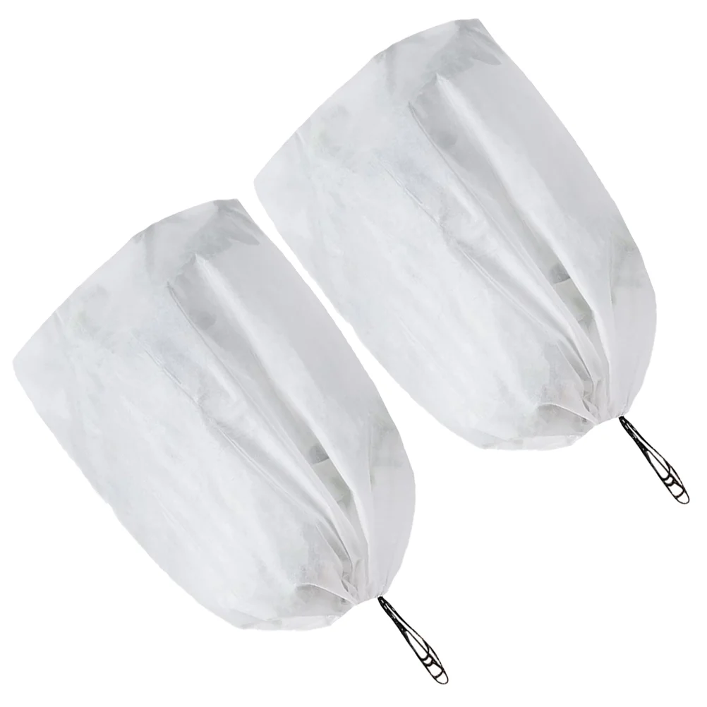 

2Pcs Non-woven Fabric Plant Cover Plant Drawstring Protective Cover Thick Plant Frost Protection Cover