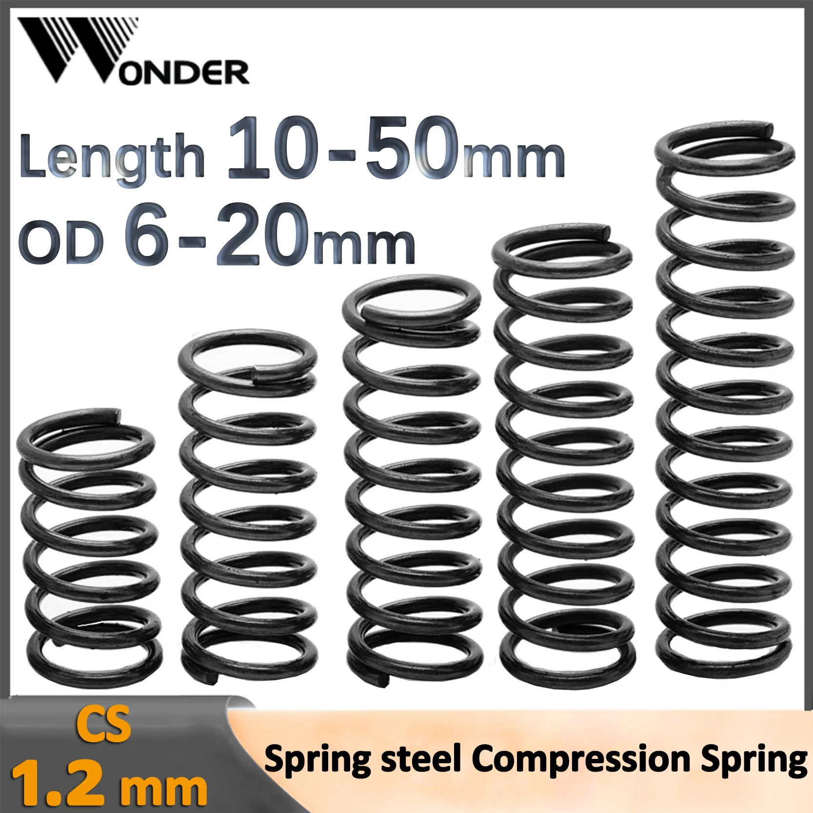 

Compression Springs Pressure Spring Y-type Rotor Buffer Return Cylidrical Coil Wire Diameter 1.2mm OD 6-20mm Length 10-50mm