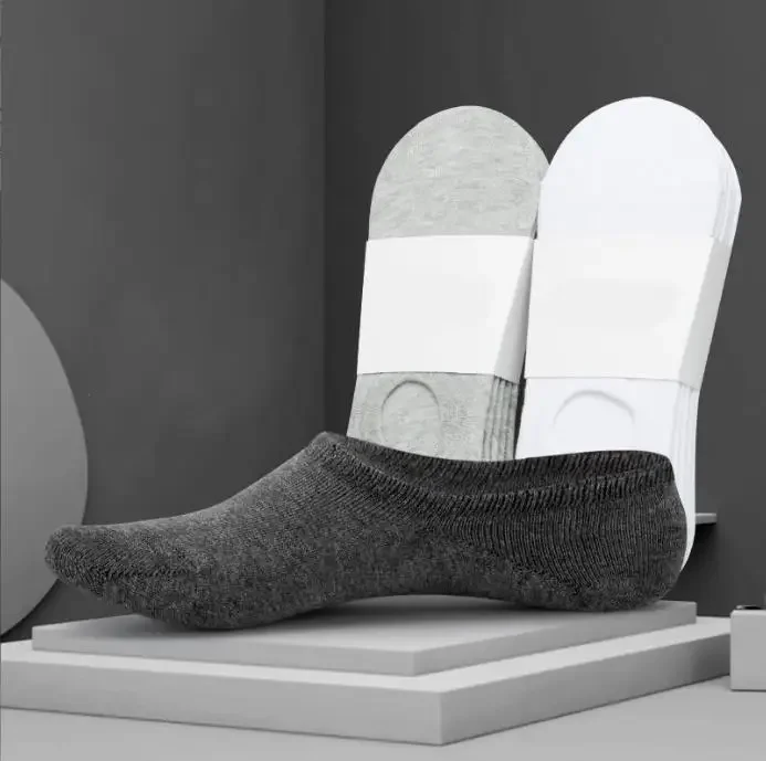 1/5/10/20 Pair / Lot Fashion Happy Men Boat Soc Silicone Invisible Cotton Socks Male Ankle Sock Slippers Meia
