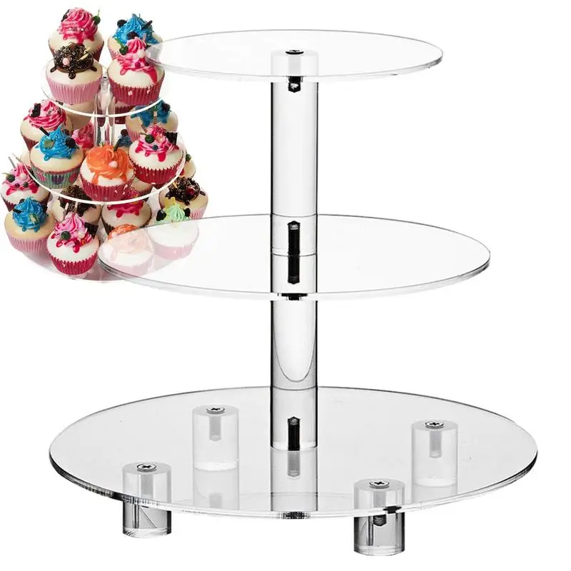 

Acrylic Cupcake Stand 3 Tiers Clear Tower Holder for Dessert Anti-slip Acrylic Cupcake Tower Display Bar Party Decor Halloween