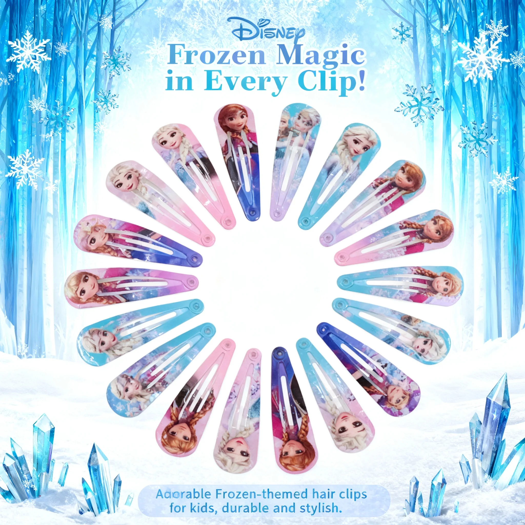 Barrettes Cheveux La Reine des Neiges Disney - Elsa et Anna